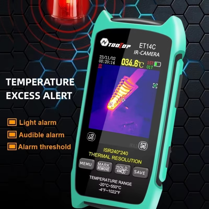 TOOLTOP ET14C Wärmebildkamera mit 2,8-Zoll-Display, 25 Hz und ISR240x240 Thermografie zur elektrischen Fehlererkennung, Farbe: Grün - Bild 2