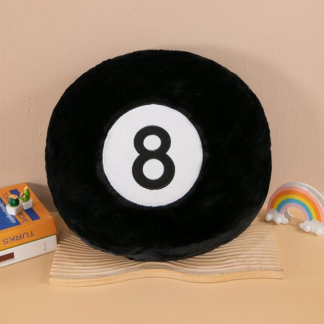 Yiran Health & Beauty 8 Ball Billard Plüschkissen, Schwarz, Rund - Bild 1