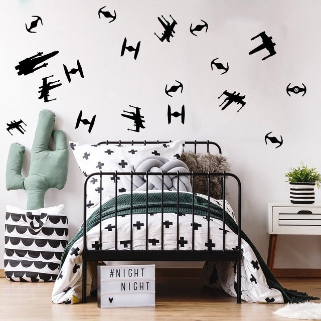 Duruibom Wandtattoo Set mit 21 Cartoon Raumschiff und Sternen in Weiß für Kinderzimmer und Spielzimmer - Bild 1