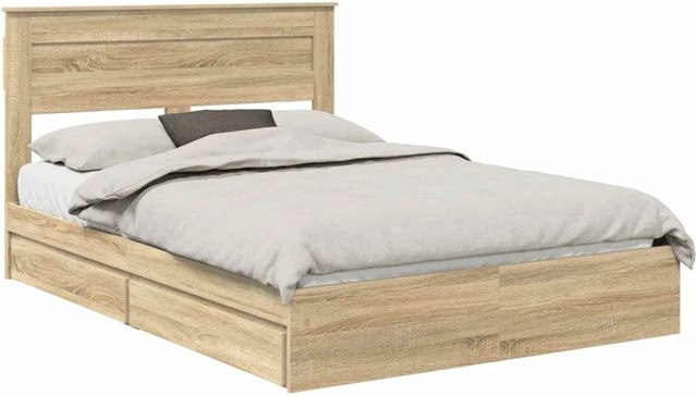 vidaXL Stauraumbett mit Schubladen in Sonoma-Eiche, Farbe Braun, B/T/H: 140 x 200 x 143 cm - Bild 1
