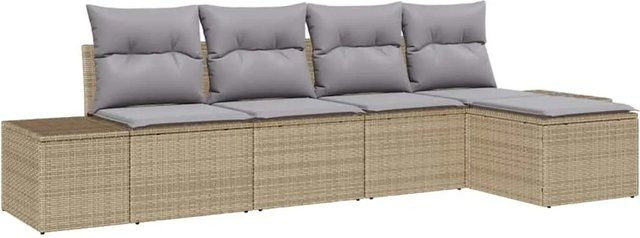 vidaXL Garten-Sofa-Set aus Poly-Rattan mit 5 Teilen in Beige und Hellgrau - Bild 1