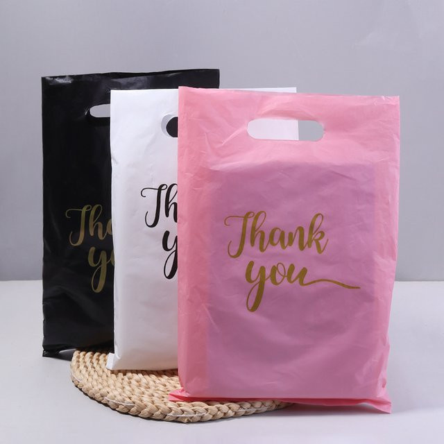 20 Stück Dankeschön-Geschenktüten aus Kunststoff in Pink für Hochzeit und Geburtstag - Bild 1