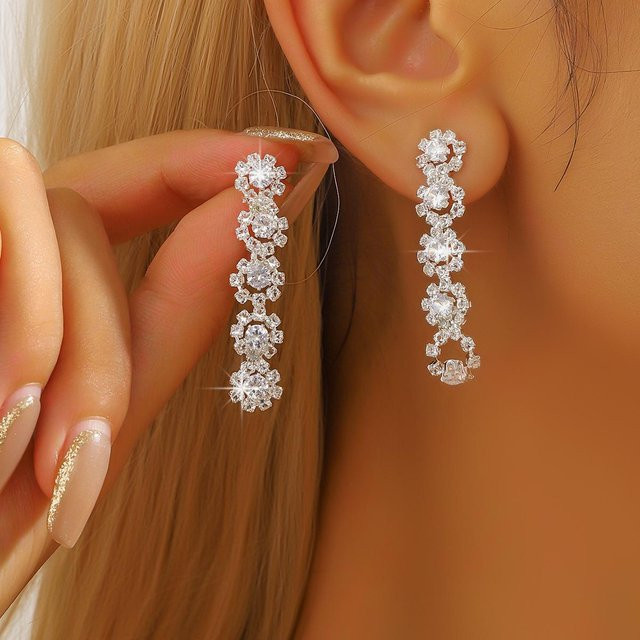 YIRAN Jewelry Quastenohrringe, Kupfer, Zirkon, Damen, White Brown - Bild 1
