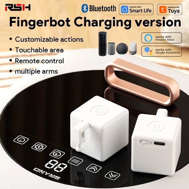 Tuya Bluetooth Smart Fingerbot Plus USB-Ladeversion White Schalter Drücker für Alexa Google Home und Alice - Bild 1