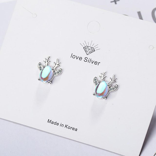Ohrstecker 925 Sterling Silber, Opal, Deer, Damen - Bild 1