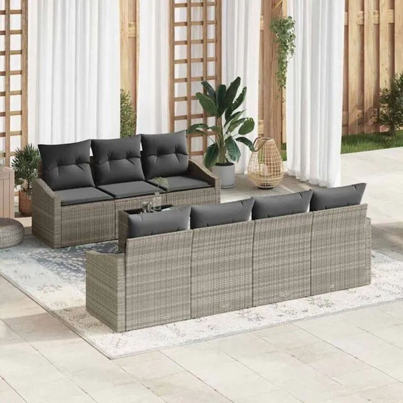 Vidaxl Garten-Sofa-Set aus Polyrattan in Grau, 8-teiliges Loungemöbel-Set, B/T/H: 55 x 55 x 37 cm - Bild 1