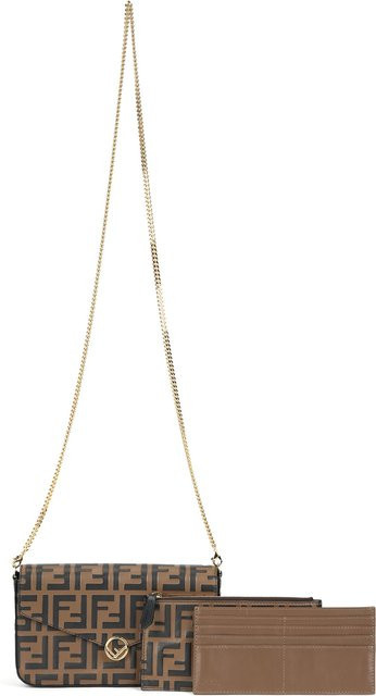 Fendi Geldbörse Crossbody Schultertasche, Leder, Braun, Damen - Bild 1