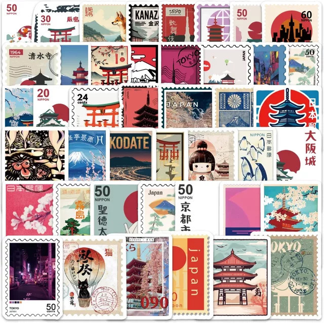 80 Stück GOGOTU Japan Reisestempel Cartoon-Aufkleber aus PVC, wasserfest, Mehrfarbig, DIY Dekoration für Notizbücher und Skateboard - Bild 1