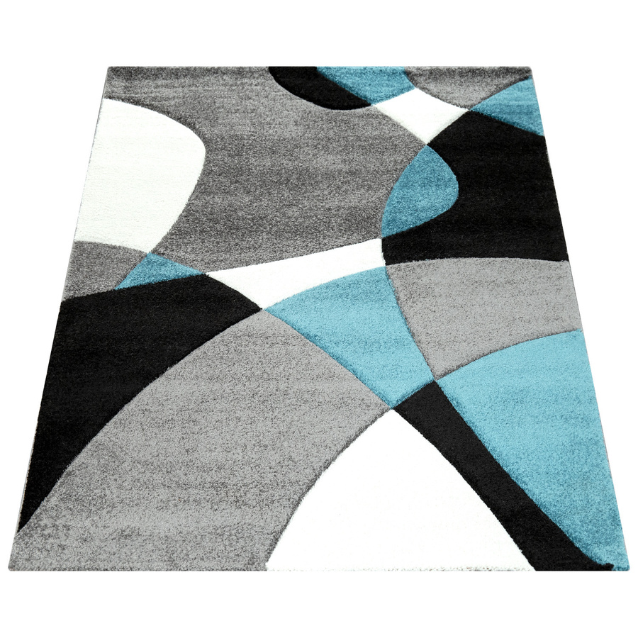 Moderner Teppich Diamora in Türkis mit geometrischem High-Low-Effekt, B/T: 200 x 290 cm - Bild 2