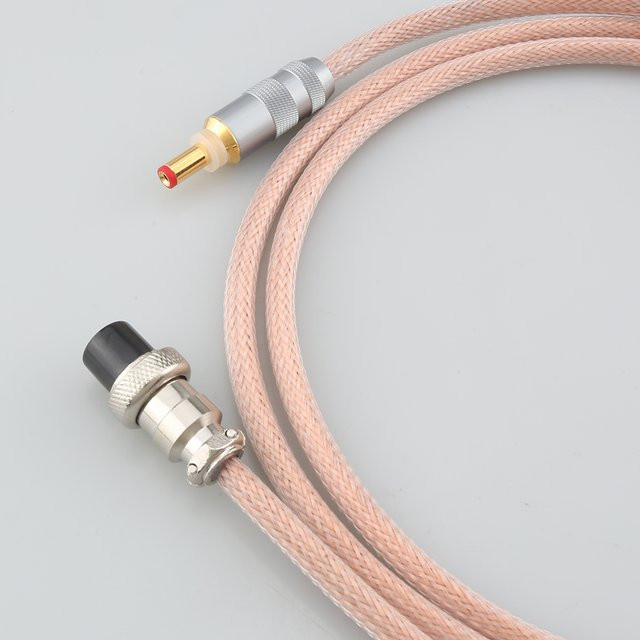 Audiocrast HIFI OCC Kupferdraht Linear Stromkabel mit GX16-2P auf DC2,5/DC2,1 Stecker in Pink - Bild 1