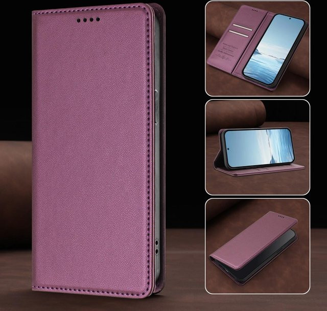 Magnetische Lederhülle als Klapphülle für Samsung Galaxy A52 A12 A72 A22 A32 A51 A71 A11 A21S A31 A41 A52s 4G und 5G in Purple - Bild 1