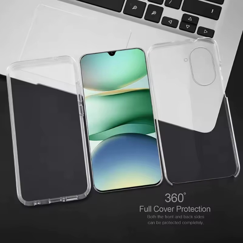 Stoßfeste 360 Grad Ganzkörperschutzhülle für Xiaomi Redmi A5 4G in Transparent aus PC und PET - Bild 3
