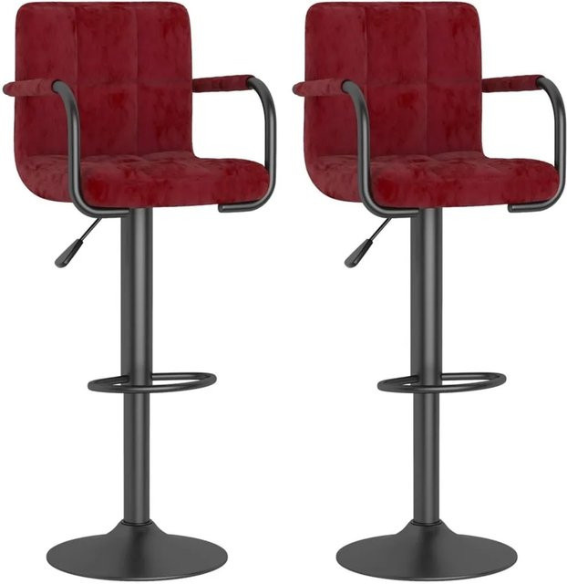 2er-Set vidaXL Barhocker aus Samt in Rot mit 360-Grad-Drehfunktion und modernem Design - Bild 1