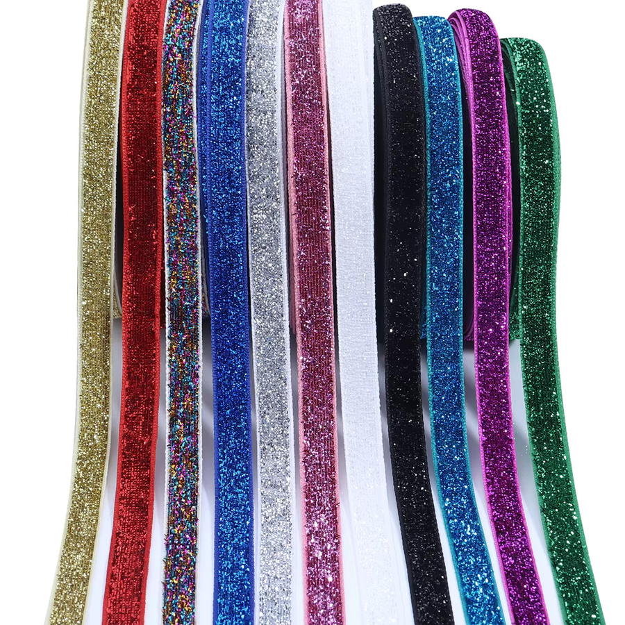 Glitzerndes Samtband in Rot und Multicolour, 10 mm Breite, nicht elastisches einseitiges Band für DIY-Handwerk, Schleifendekoration und Geschenkverpackungen - Bild 3