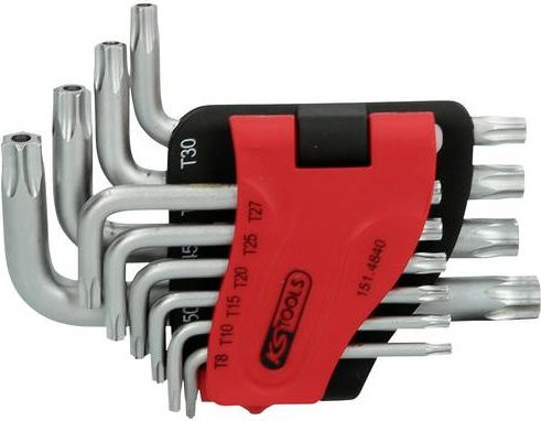 KS Tools TX-Winkelstiftschlüssel-Satz mit Bohrung, kurz, 10-teilig, Farbe: Silber - Bild 1