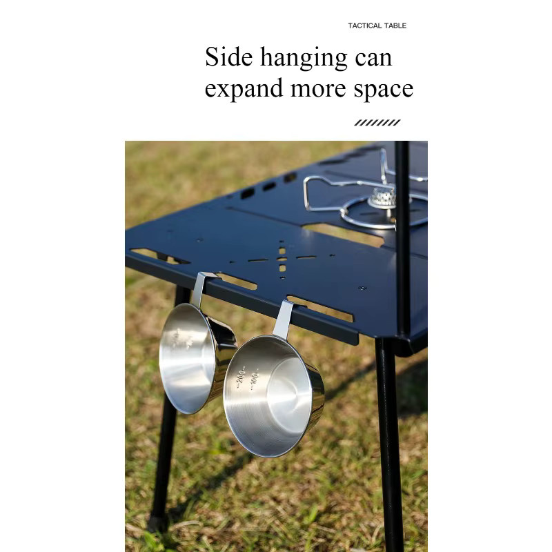 Klappbarer Campingtisch aus Aluminiumlegierung von LIUSHADUOLA in Schwarz, tragbarer Outdoor-Tisch für Küche und Grill - Bild 3