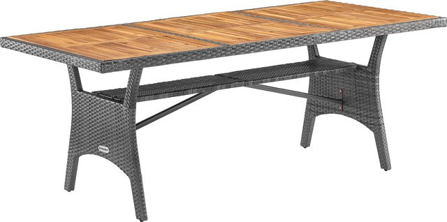 CASARIA Polyrattan Gartentisch Takeo Grau aus Akazienholz B/T/H: 190 x 90 x 74 cm - Bild 1