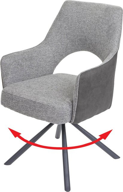 Drehbarer Esszimmerstuhl MCW-K30 mit Stoffbezug in Grau-Dunkelgrau - Bild 1