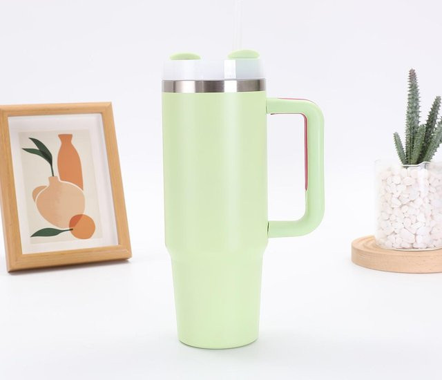 Griff Ice Bully Cup Thermos Tasse aus Edelstahl mit Stroh und Deckel, 40oz, Blau und Grün - Bild 1