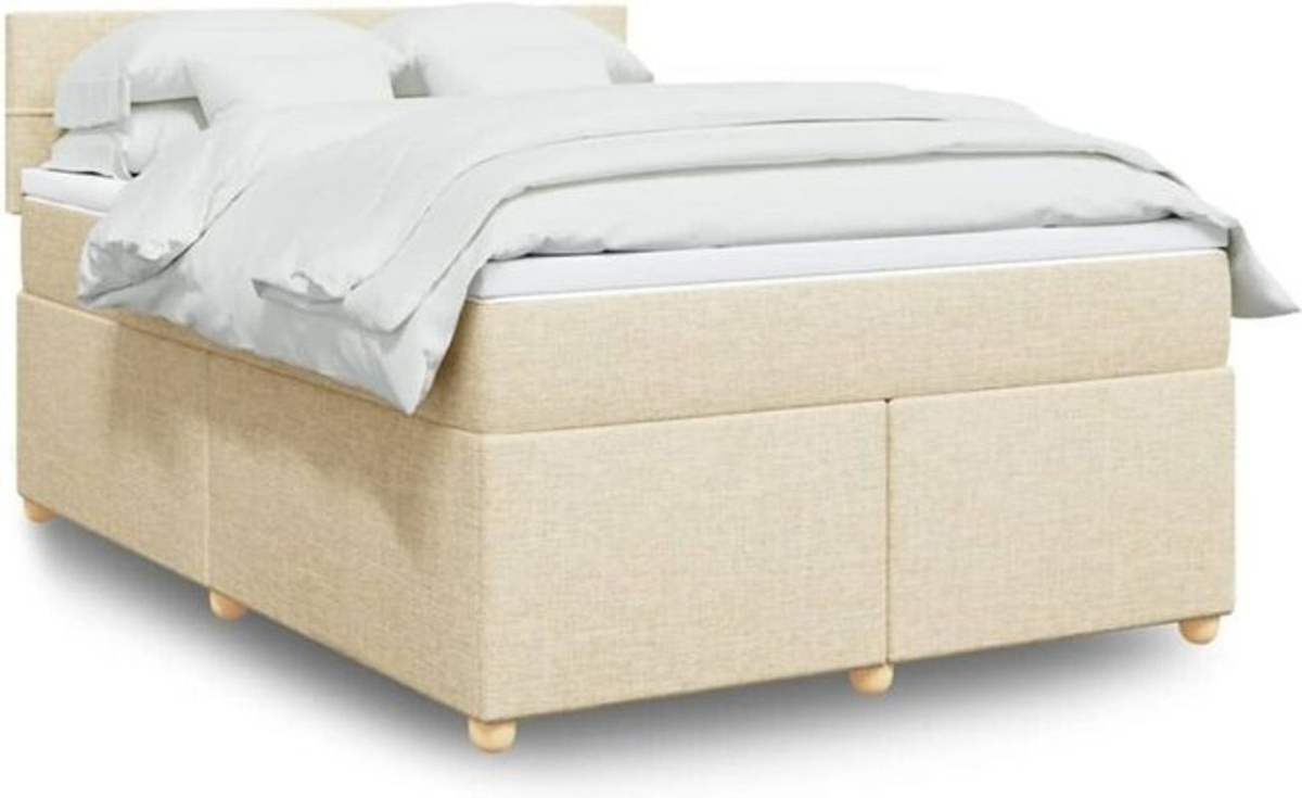 vidaxl Boxspringbett mit Matratze in Creme und Beige aus Stoff, B/T/H: 190 x 140 x 100,5 cm - Bild 1