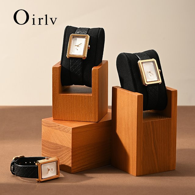 Oirlv Uhrenständer aus Massivholz als Schmuck-Organizer und Armbandhalter in Schwarz oder Braun - Bild 1