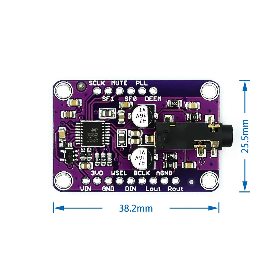 CJMCU-1334 UDA1334A I2S DAC Audio Stereo Decoder Modul Board in Lila für Arduino 3,3 V - 5 V - Bild 2