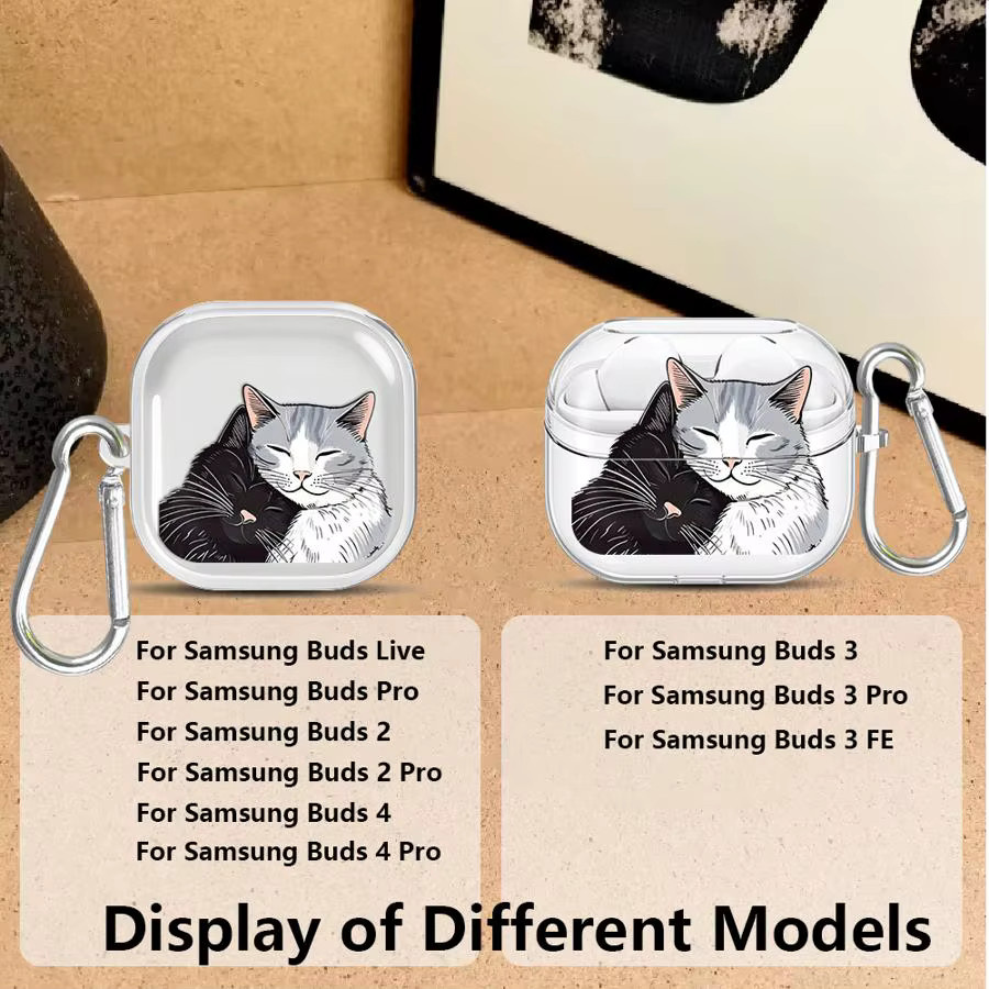 Transparente Kopfhörerhülle mit süßem Katzenmotiv für Samsung Galaxy Buds 2, 3 Pro, 4 Pro, 3 FE und Live - Bild 3