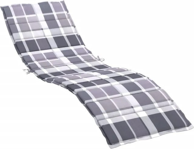 vidaXL Sonnenliegen-Auflage aus Oxford-Gewebe in Grau Kariert, B/T/H: 200 x 60 x 3 cm - Bild 1