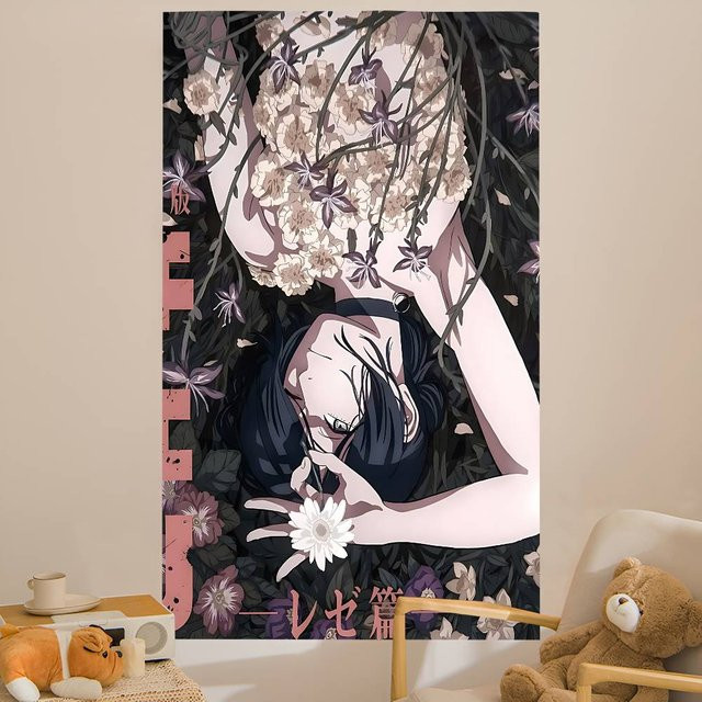 Potdemiel Anime Kettensäge Mann Reze Arc Wandtapisserie als dekorative Wanddekoration für dein Zuhause - Bild 1