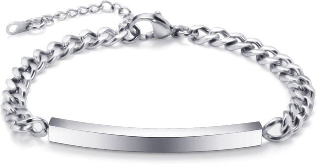 VQYSKO Paararmbänder Edelstahl, Silber, Unisex, 4 mm und 7 mm - Bild 1