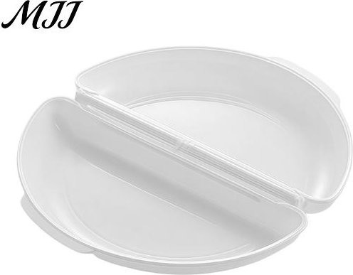 OTON Mikrowellen-Eierkocher mit Deckel und 2 Kammern in Weiß, ovaler Pochierer aus Kunststoff mit Antihaft-Tablett und Dampfgareinsatz - Bild 1