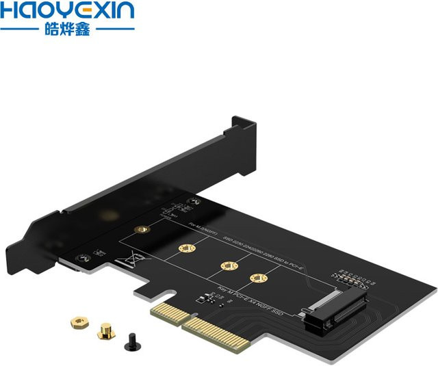 Haoyexin PCIe zu M2 NVME Adapterkarte, 2-Port M Key SSD Konverter, PCIe X4 Erweiterungskarte, Schwarz - Bild 1