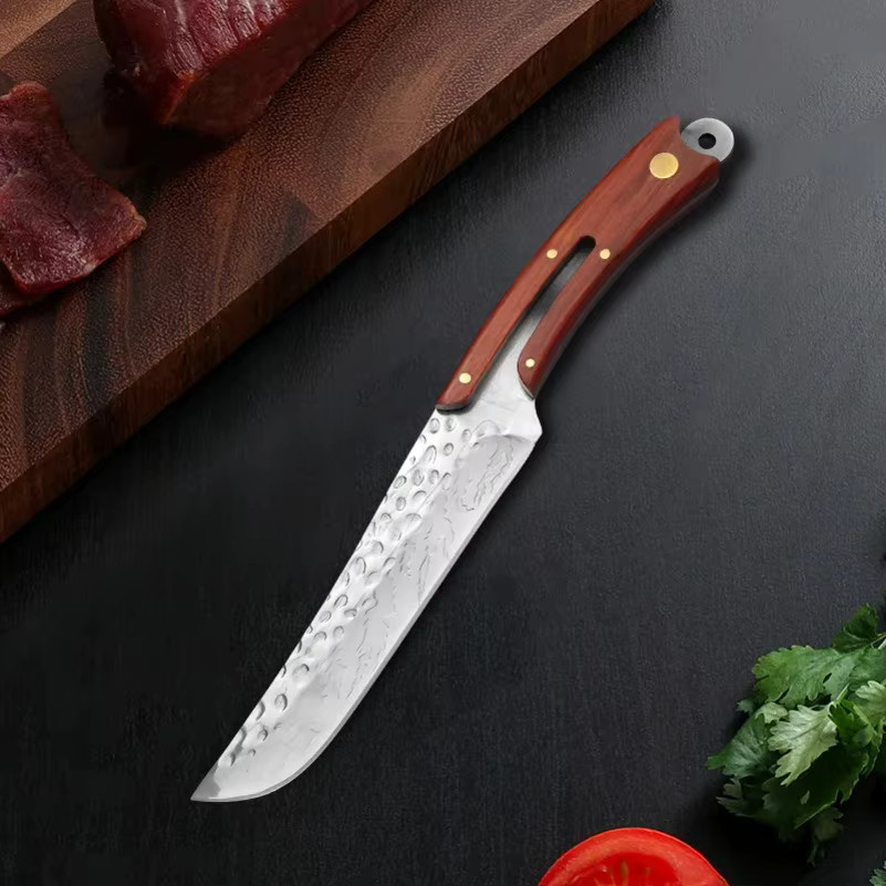 InLeung Handgeschmiedetes Kochmesser mit Holzgriff und Schutzhülle in Silber - Bild 5