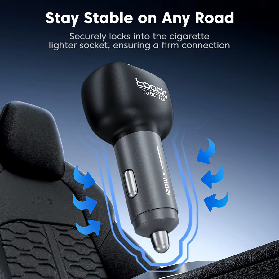 Toocki Mini-Autoladegerät mit 4 Anschlüssen und Ambientebeleuchtung in Schwarz, 120W/90W Schnellladung mit USB Typ-C für Samsung und iPhone - Bild 4