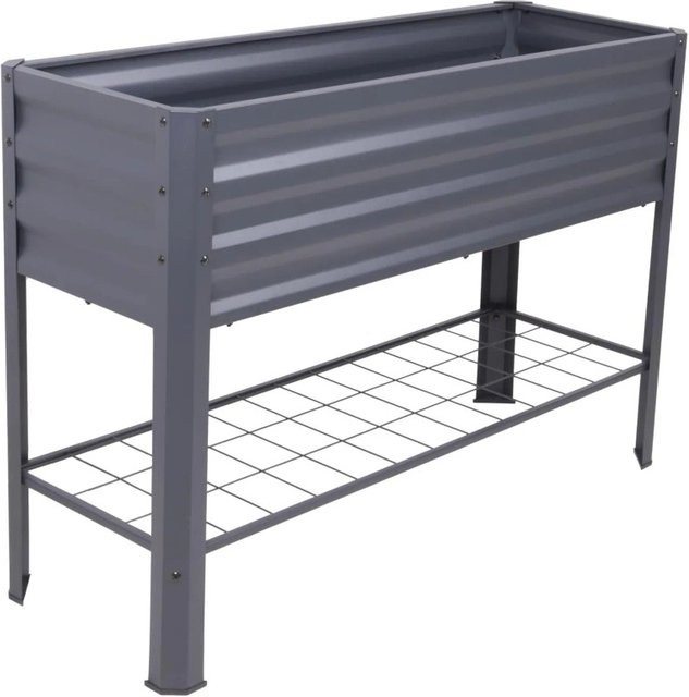 DELUKE Hochbeet ESPOO aus Metall in Anthrazit mit Vlies für Garten und Balkon, B/T/H: 80 x 66 x 41 cm - Bild 1