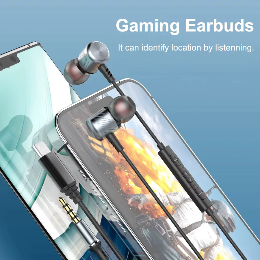 EARDECO In-Ear Bass-Kopfhörer mit Kabel und Mikrofon, Stereo-Gaming-Ohrhörer mit Rauschunterdrückung, 3,5 mm Klinkenanschluss, Schwarz/Silber - Bild 3