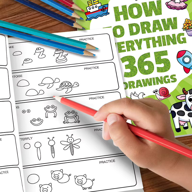 Zeichenbuch für Kinder mit 365 Mal- und Zeichenanleitungen, Mehrfarbig - Bild 2