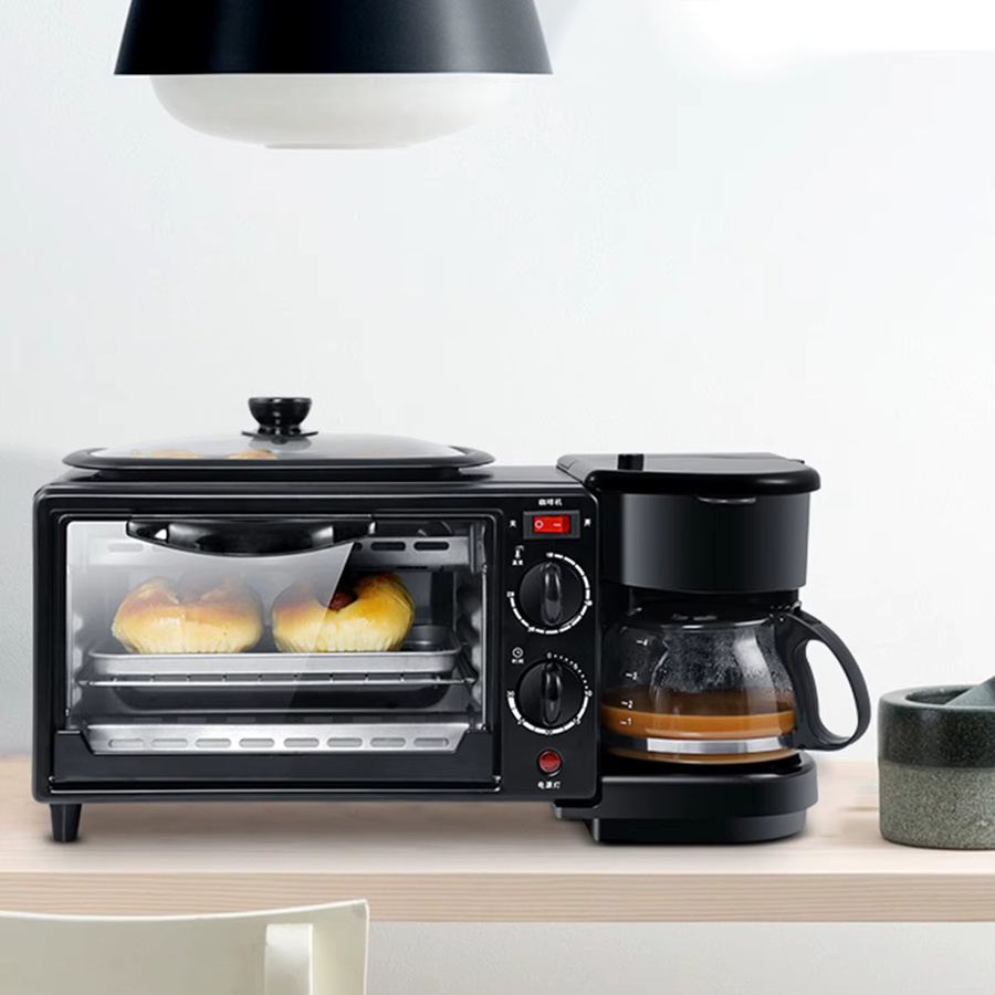 HGTUGO 3-in-1 Frühstücksmaschine in Schwarz mit Isolierbehälter, Kaffeemaschine und Backgerät für Kuchen, Steak oder Wurst - Bild 4
