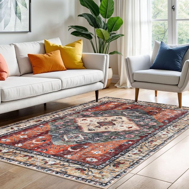 Lodestar Boho Teppich mit Streifenmuster in Multicolour, Maschinenwaschbar und Rutschfest, B/T: 60 x 180 cm - Bild 1