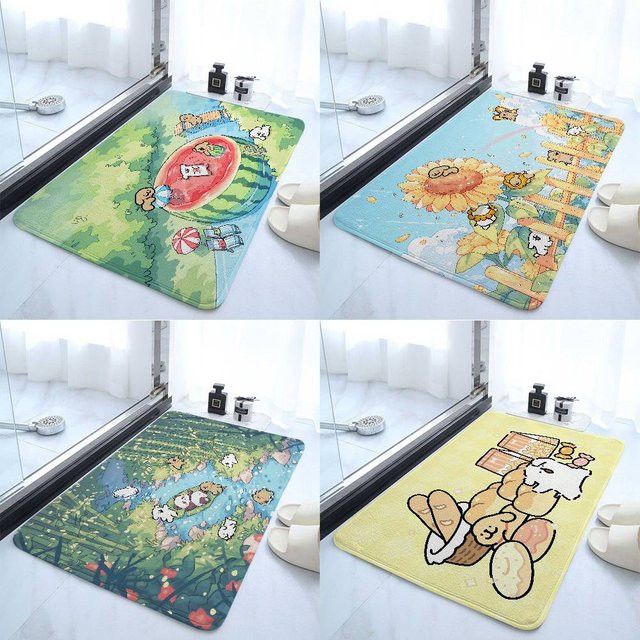 52TOYS Cartoon Malteser Bodenmatte, Saugfähige und rutschfeste Fußmatte für Eingang, Schlafzimmer oder Badezimmer, Multicolor - Bild 1