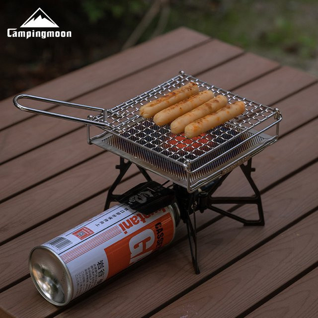 CAMPINGMOON US-1312 Edelstahl-Klapp-Toast-Backnetzfilter in Silber für kleine Gasherde - Bild 1