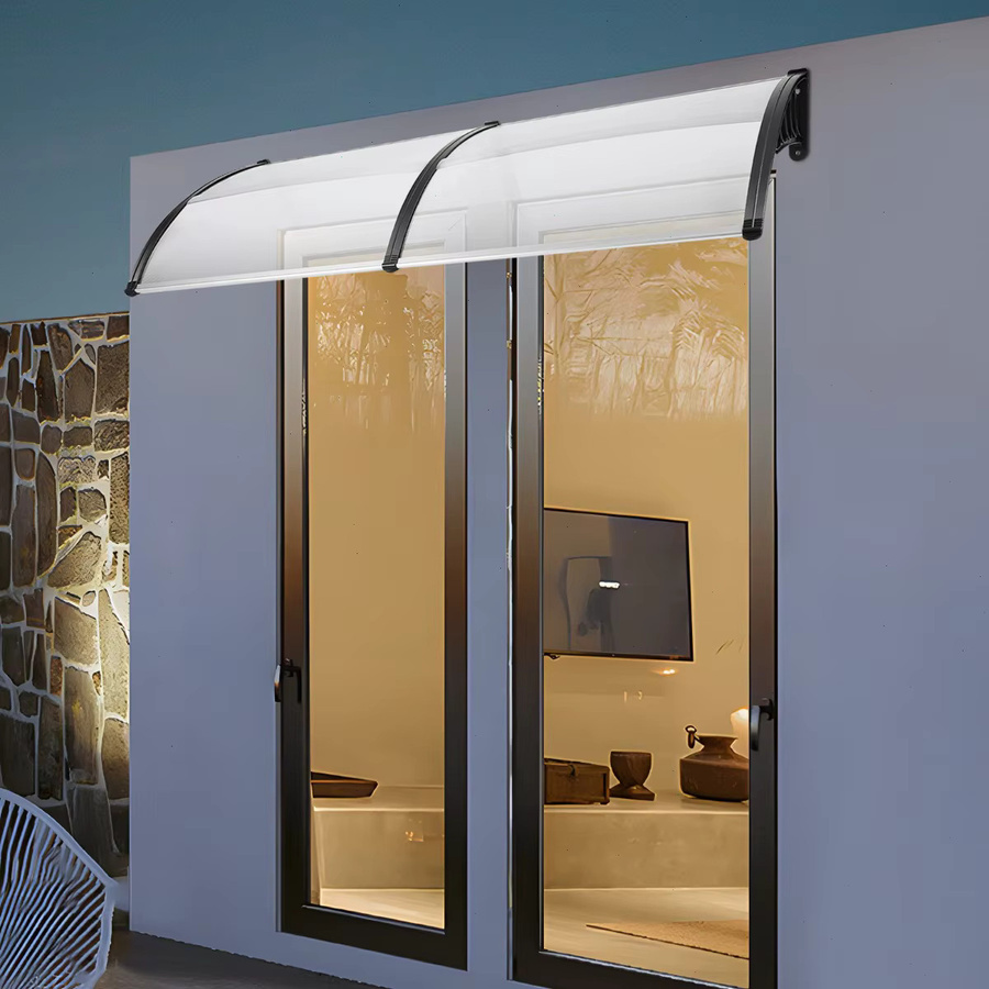 Transparentes Polycarbonat Vordach als Regenschutz und Überdachung, gebogen, Weiß, Breite: 200 cm, Tiefe: 95 cm, Höhe: 24 cm - Bild 4