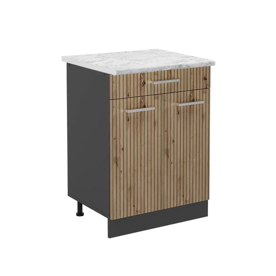 Vicco Küchenunterschrank R-Line Artisan-Eiche und Anthrazit mit Marmor-Optik, Breite: 80 cm - Bild 2