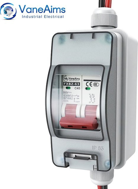 VaneAims Solar Trennschalter Box HT-2 Photovoltaik Combiner Box IP65 Wasserdicht DC500V mit MCB Mini Leistungsschalter - Bild 1