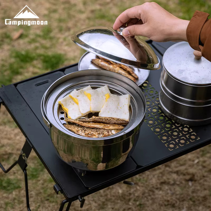 CAMPINGMOON S363-DT Mittelgroße Dampfgarerbasis aus Edelstahl 304 in Silber für Camping und Zuhause - Bild 2
