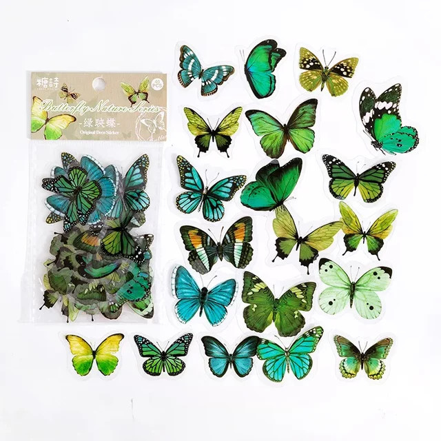 40 Stück Vintage Schmetterling Aufkleber wasserfest für Scrapbooking und Dekoration in Multicolour - Bild 1