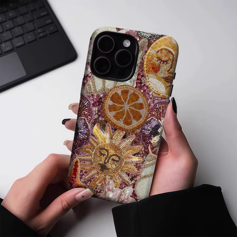 Potdemiel Magnetische Handyhülle mit Lavendelperlen für iPhone 17 16 15 14 13 Pro Max Plus, Robustes Doppel-Schicht-Design, Lila/Mehrfarbig - Bild 3