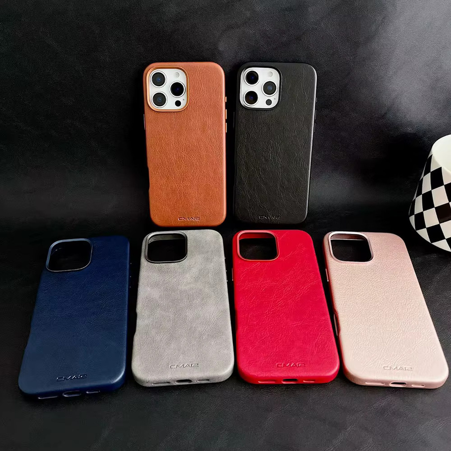 Business Sle Leder Textur Magnetische Hülle für iPhone 17 Pro Max 16 15 14 13 mit Wireless Charge und Alloy Lens Bumper Armor Cover in Schwarz - Bild 4