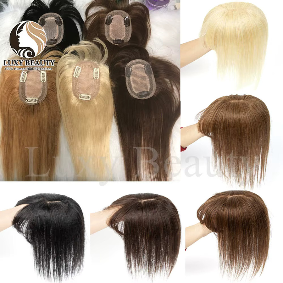 Luxy Beauty Echthaar-Toupet mit Pony, Schwarz Blond Braun, Damen - Bild 5