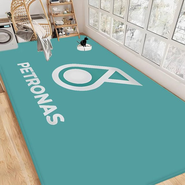 Potdemiel Flur-Teppich P-PETRONAS Oil Flag in Türkis, rutschfeste rechteckige Matte für Wohnzimmer, Kinderzimmer oder Balkon - Bild 1